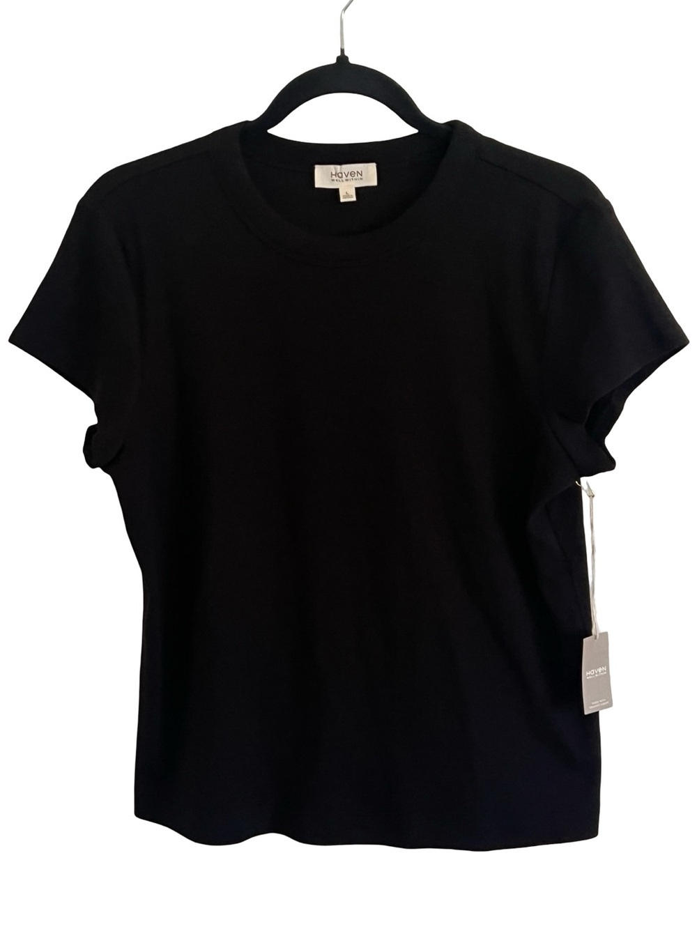 Haven Well Within Black Organic Cotton Blend Short Sleeve Tee NWT Large